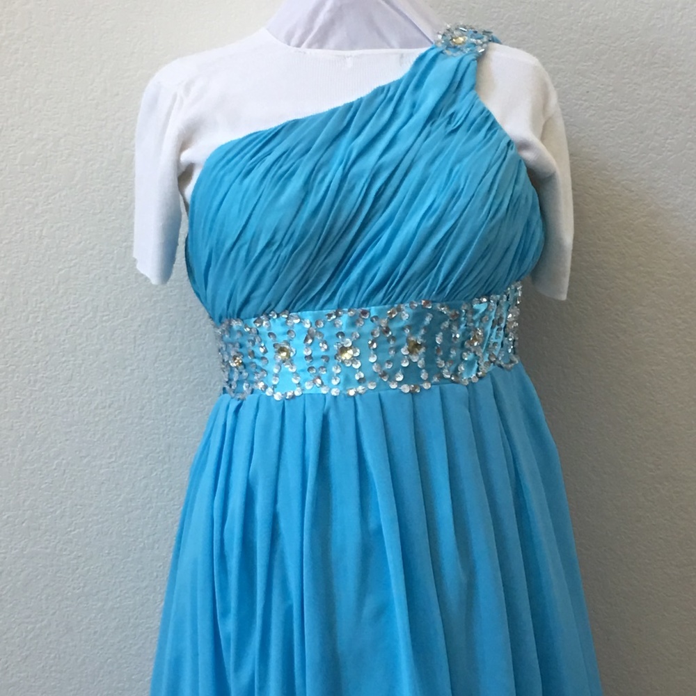 One Shoulder Goddess Prom Dress